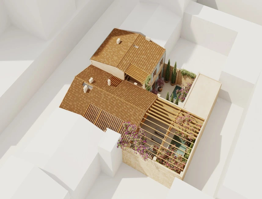 Projecte de reforma: una casa i un loft independents amb oasis enjardinat i piscina-2