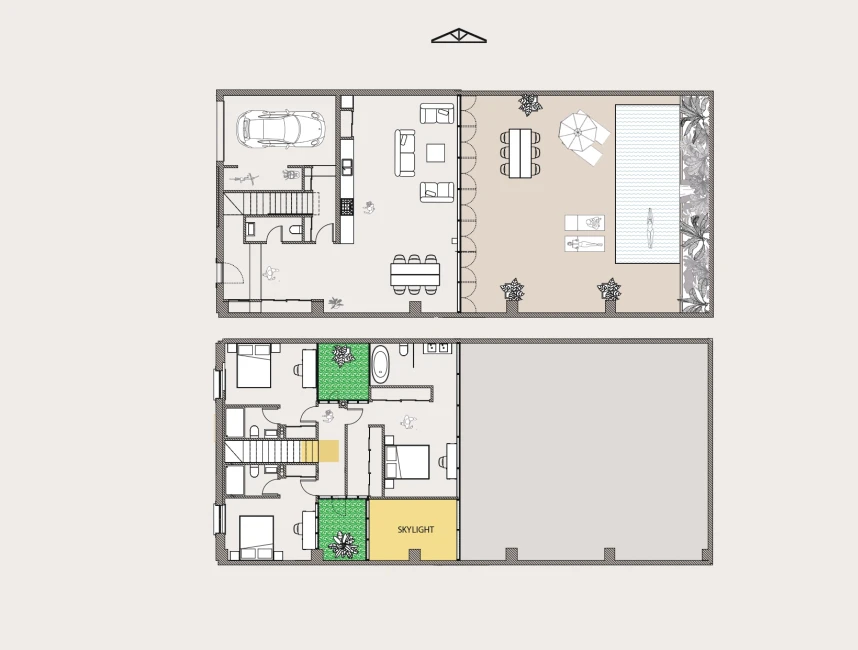 Renovation project: independent townhouse & loft each with garden oases-13