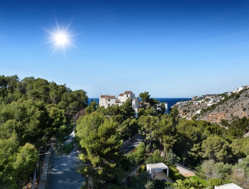 Building plot with license in Cala Llamp: Luxury villa with pool and partial sea views-5