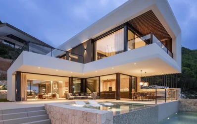 Architectonisch verfijnde villa met spectaculair uitzicht in Son Vida