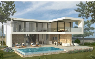 Nuovo progetto di villa moderna con vista sul mare
