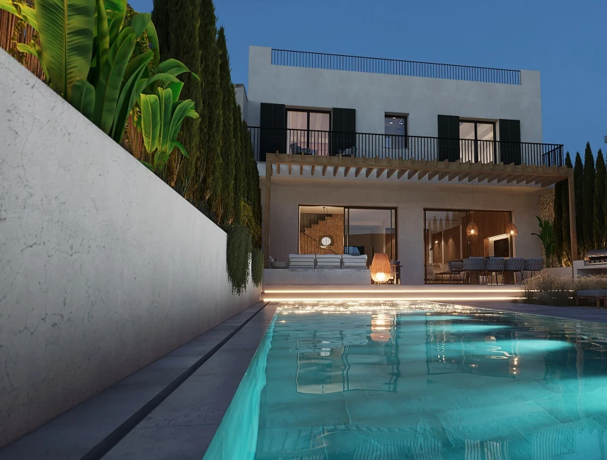 Casa a schiera di nuova costruzione con terrazza sul tetto e piscina-2
