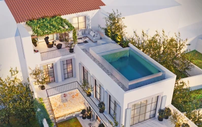 Moderna casa di città con vista e piscina
