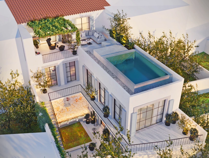 Moderna casa di città con vista e piscina-1